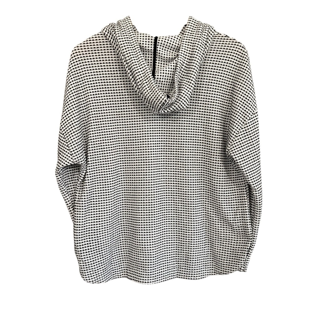 Textured Waffle Knit Hoodie Black White Minimalist Scandi Pullover Women's Small - Picture 5 of 12